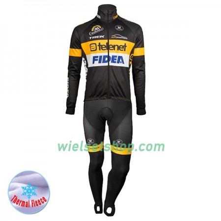 Fietskleding (Fietsshirt Lange Mouw + Lange Koersbroek) 2017 Telenet Fidea Lions N001 Winter Thermal Fleece